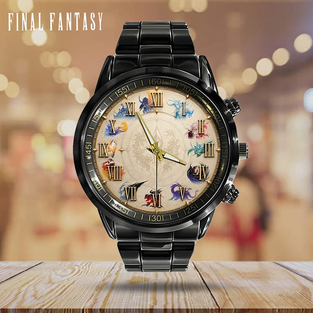 Final Fantasy Black Stainless Steel Watch - GNE8384