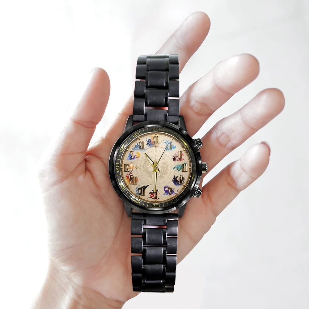 Final Fantasy Black Stainless Steel Watch - GNE8384