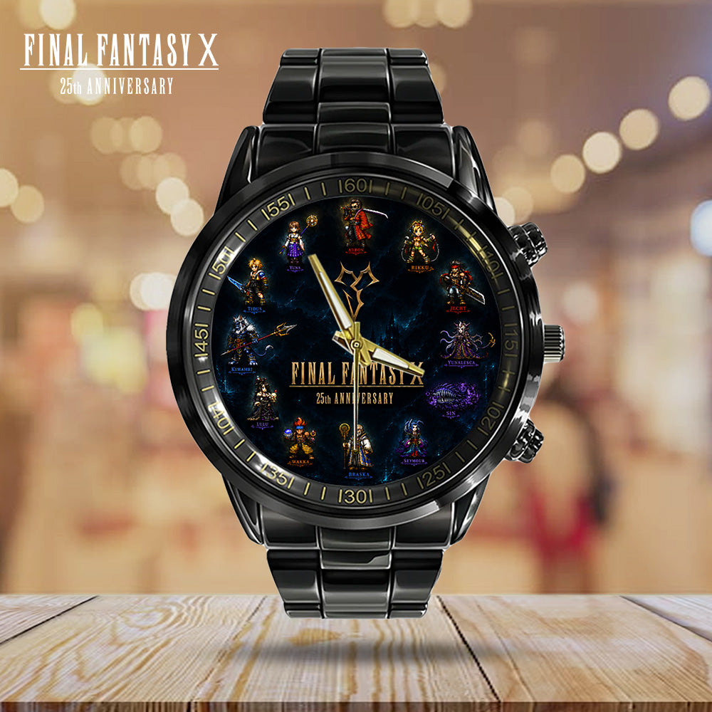 Final Fantasy X 25th Anniversary Black Stainless Steel Watch - GNE7852