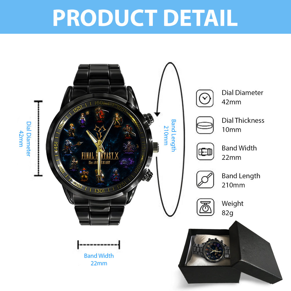 Final Fantasy X 25th Anniversary Black Stainless Steel Watch - GNE7852