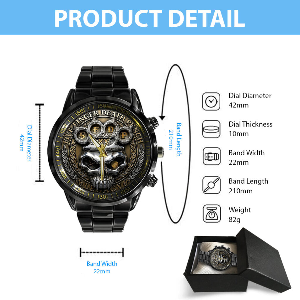 Five Finger Death Punch Black Stainless Steel Watch - GNE8050
