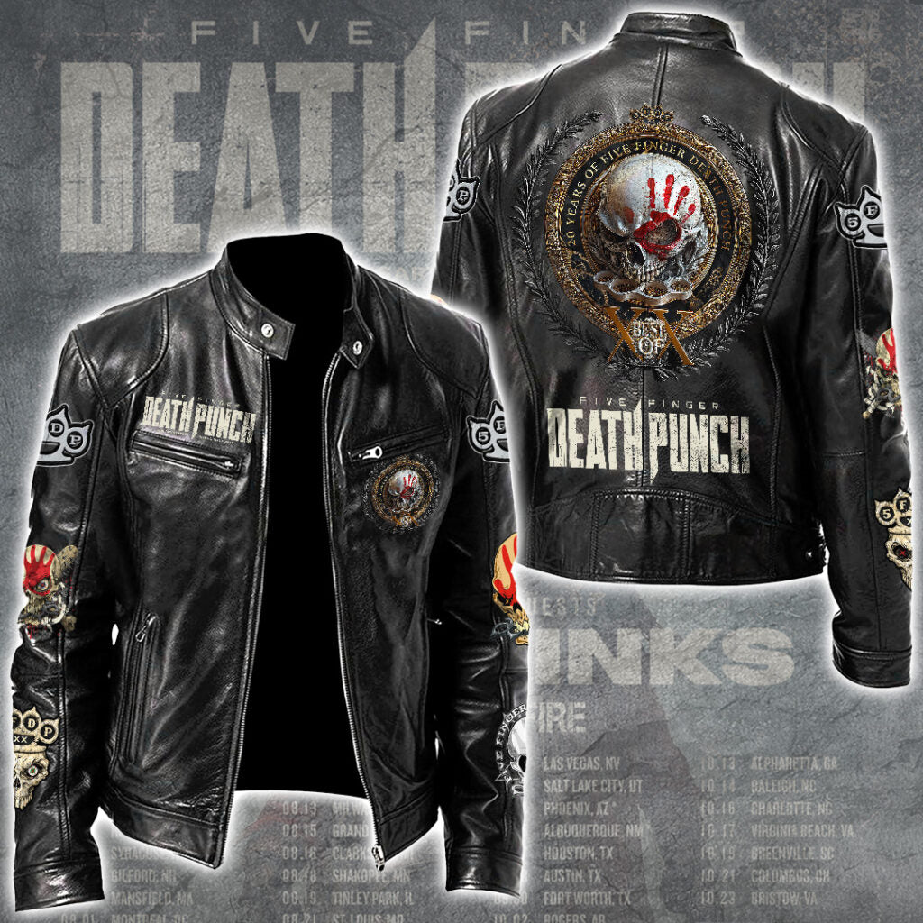 Five Finger Death Punch Tour 2026 Motorcycle Leather Jacket – GNE4866