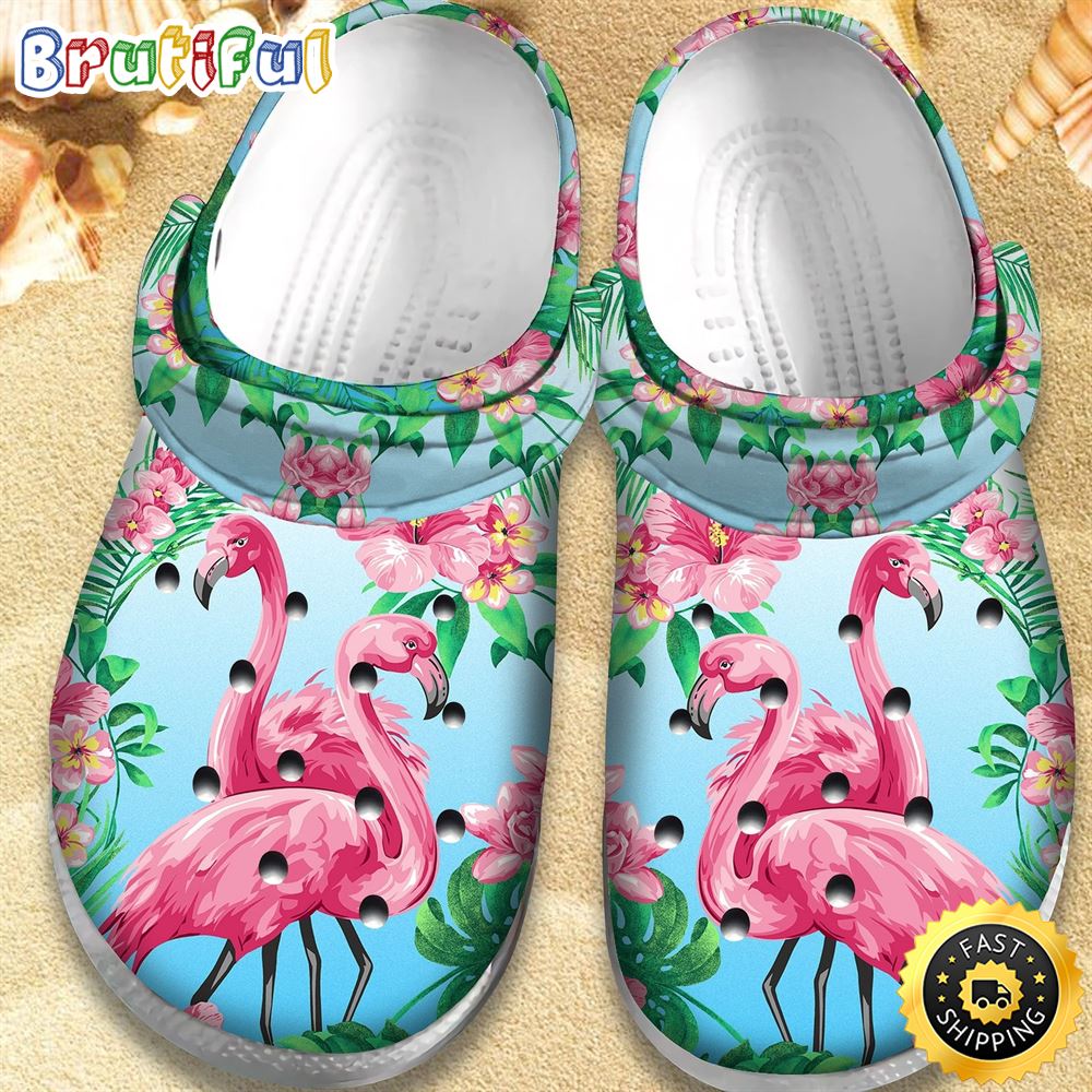 Flamingo Hawaiian Shoes Beauty Flower Clogs Gift For Female
