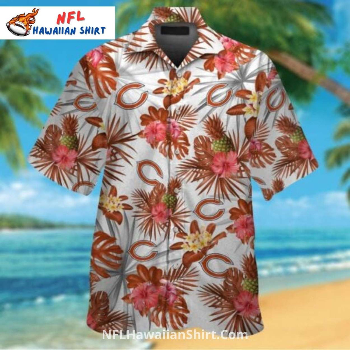 Floral Tropical Chicago Bears Aloha Shirt With Pineapple Theme