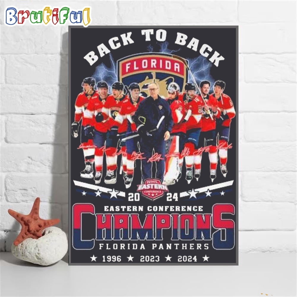 Florida Panthers Back To Back Eastern Conference Champions Signatures Wall Art Poster Canvas