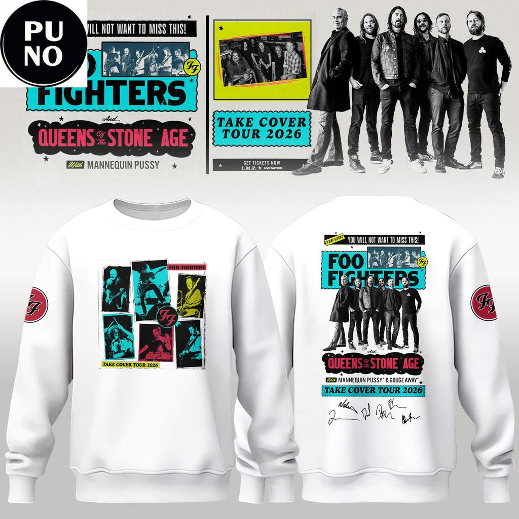 Foo Fighters Take Cover Tour 2026 Signed Hoodie Shirt
