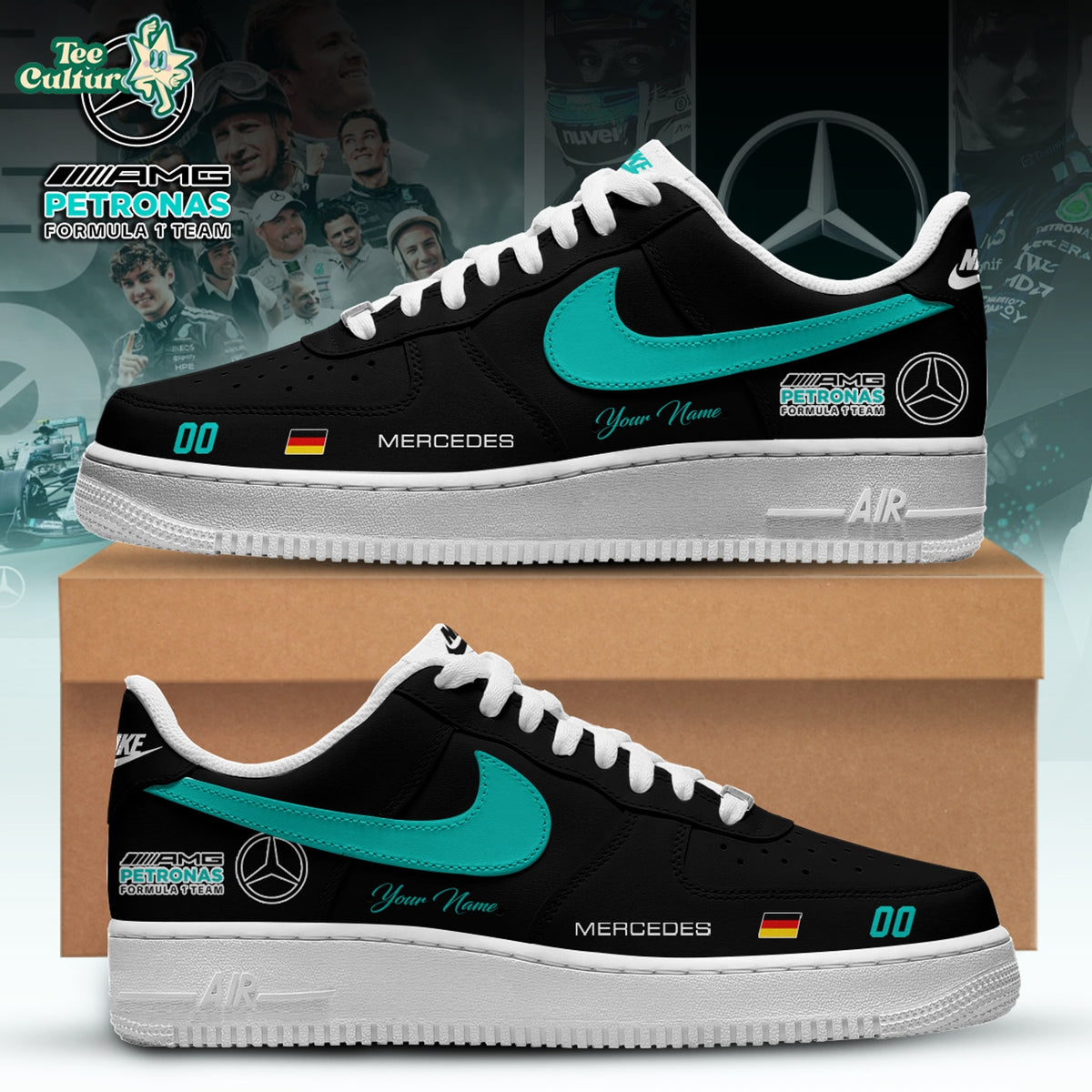 Formula One X Mercedes Edition Nike Air Force 1 Low Custom
