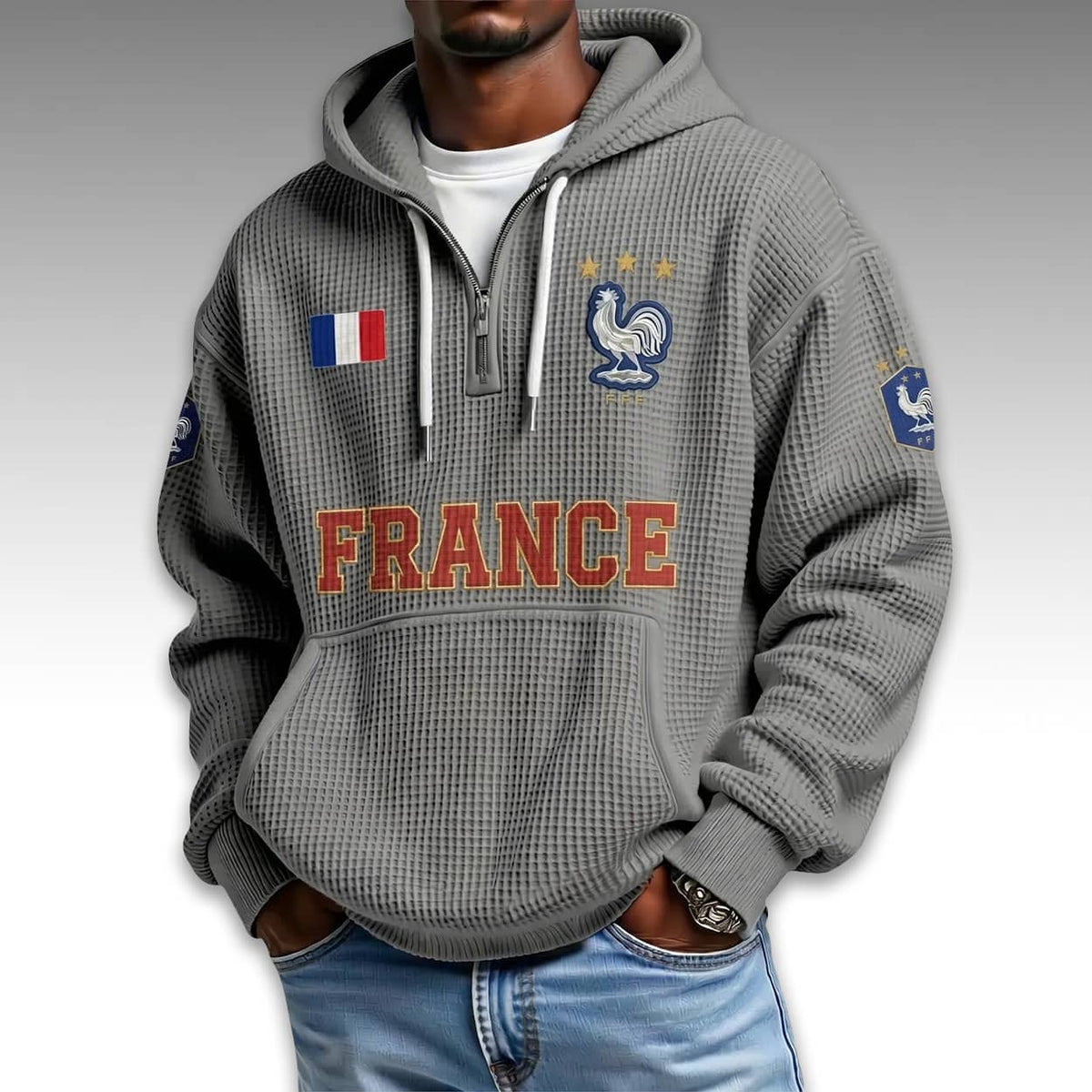 France World Cup 2026 Waffle Quarter Zip Hoodie