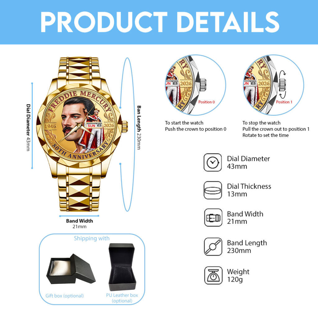 Freddie Mercury 80th Anniversary 2026 Alloy Luxury Quartz Watch - TMTHU5398