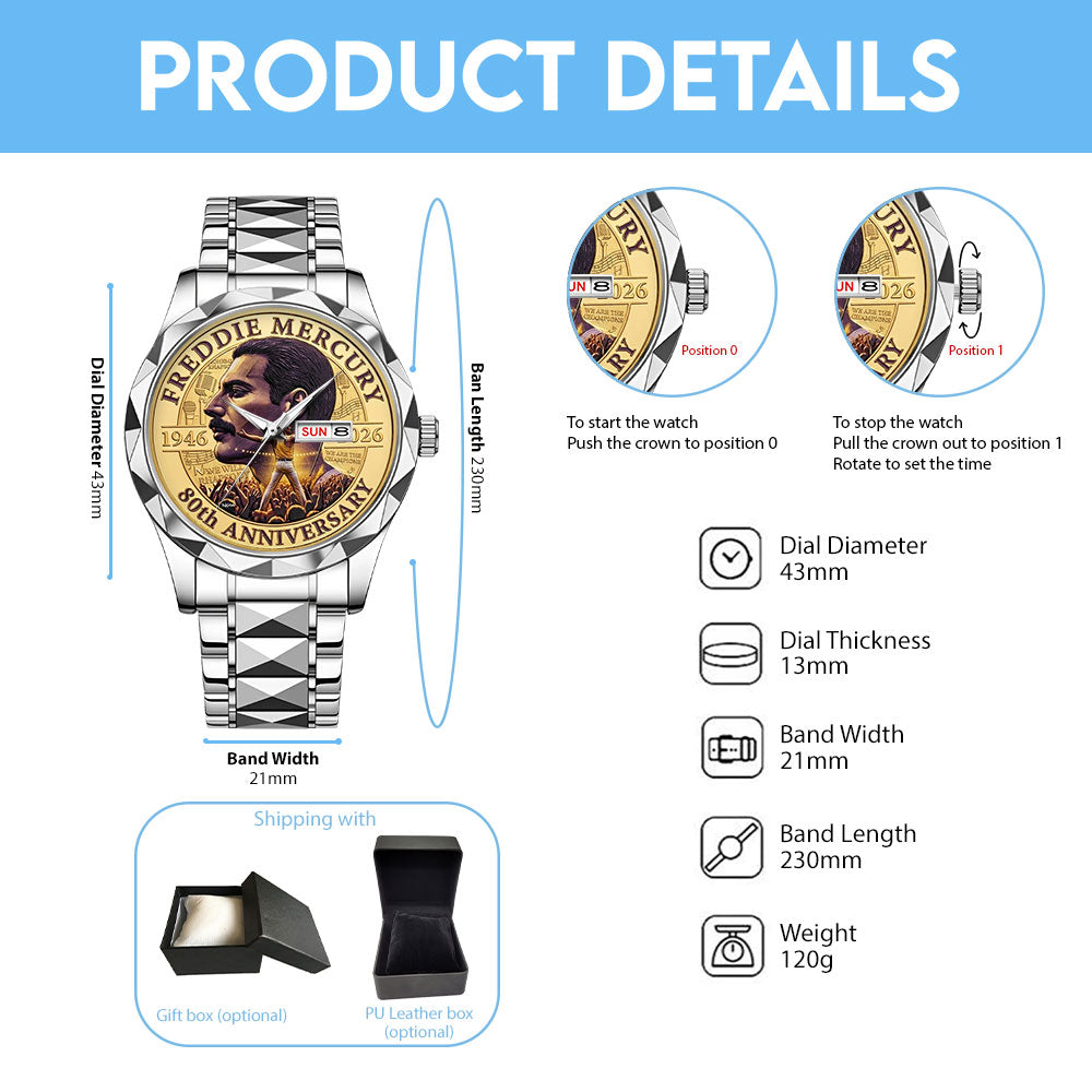 Freddie Mercury 80th Anniversary 2026 Alloy Luxury Quartz Watch - TMTHU5536