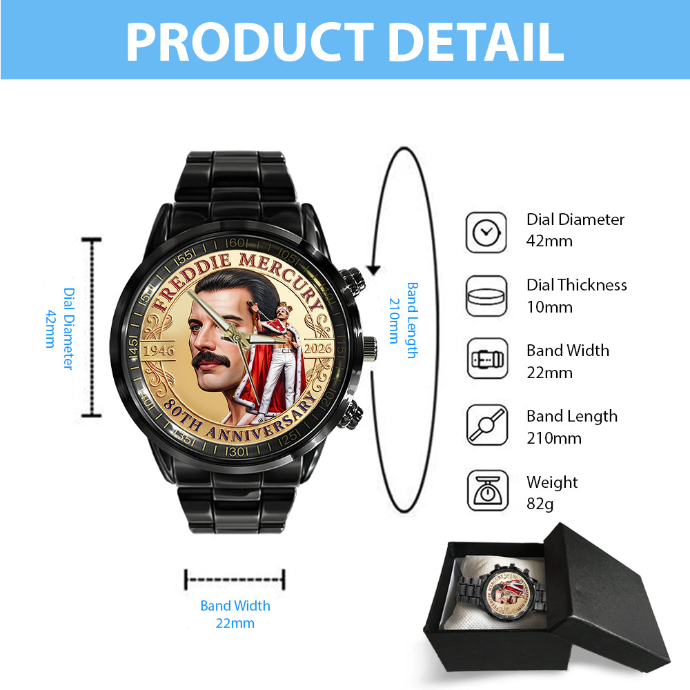 Freddie Mercury 80th Anniversary 2026 Black Stainless Steel Watch - TMTHU5399