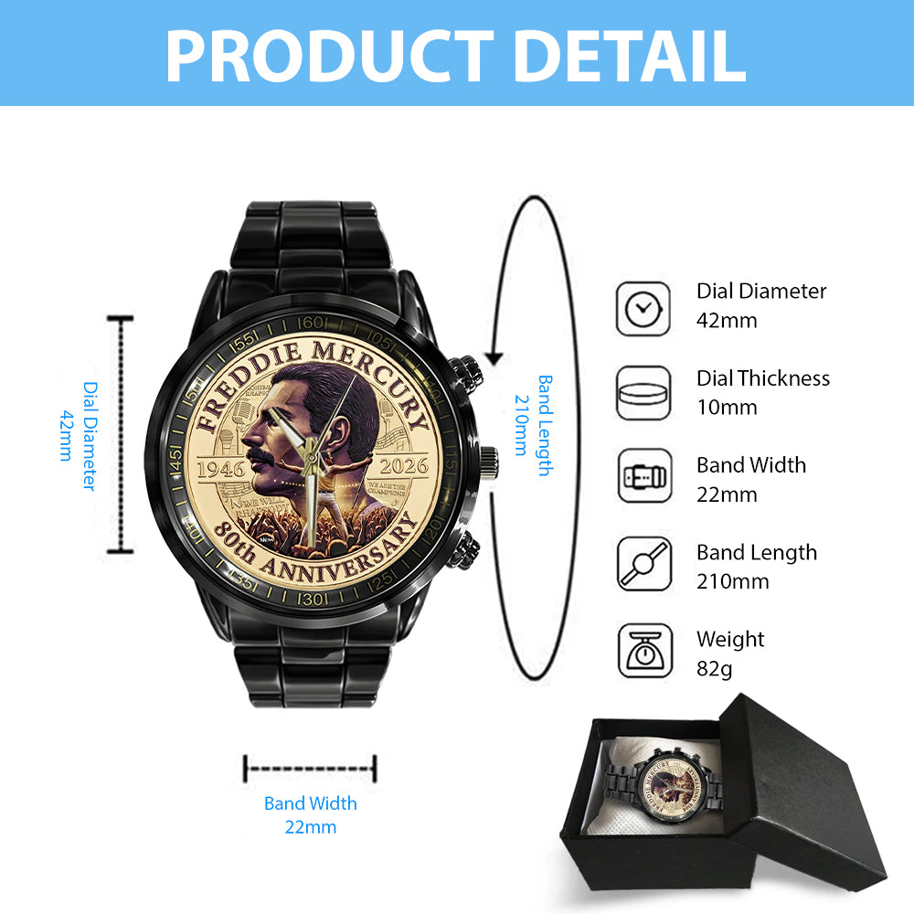 Freddie Mercury 80th Anniversary 2026 Black Stainless Steel Watch - TMTHU5537