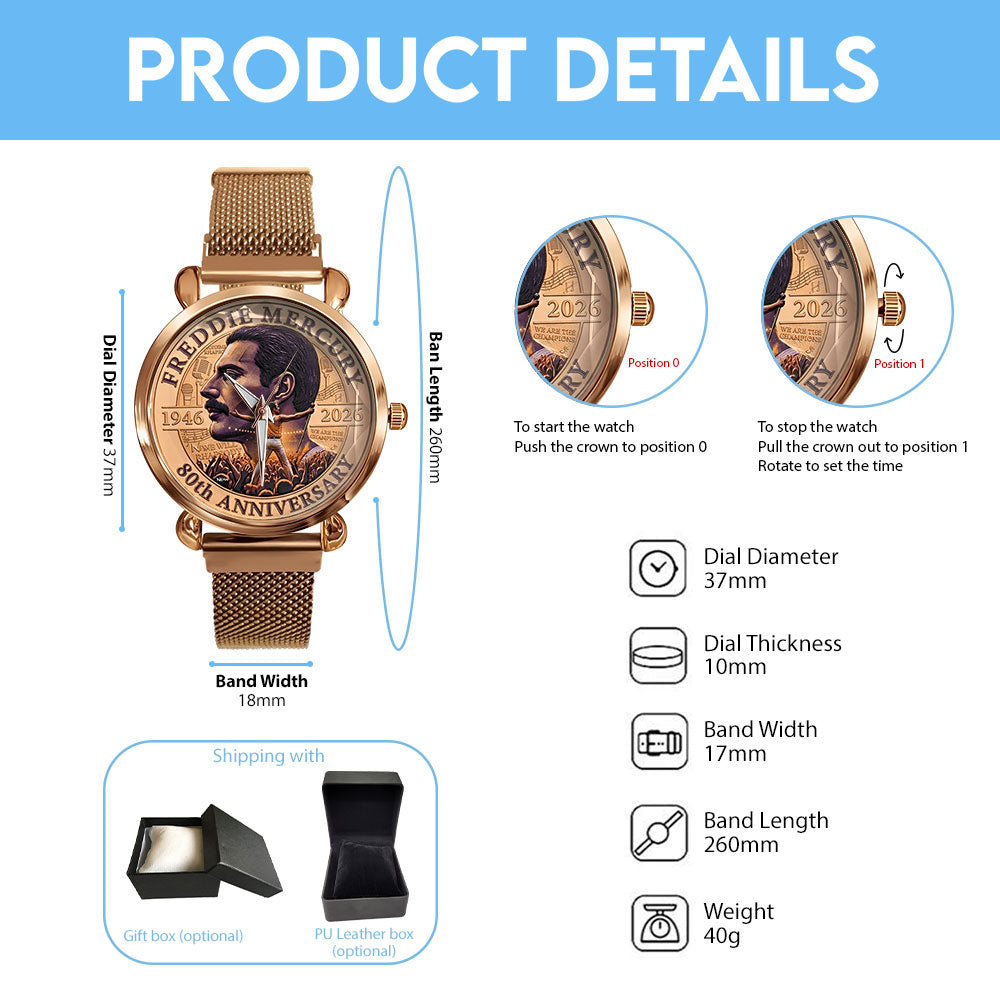 Freddie Mercury 80th Anniversary 2026 Mesh Strap Quartz Watch - TMTHU5535