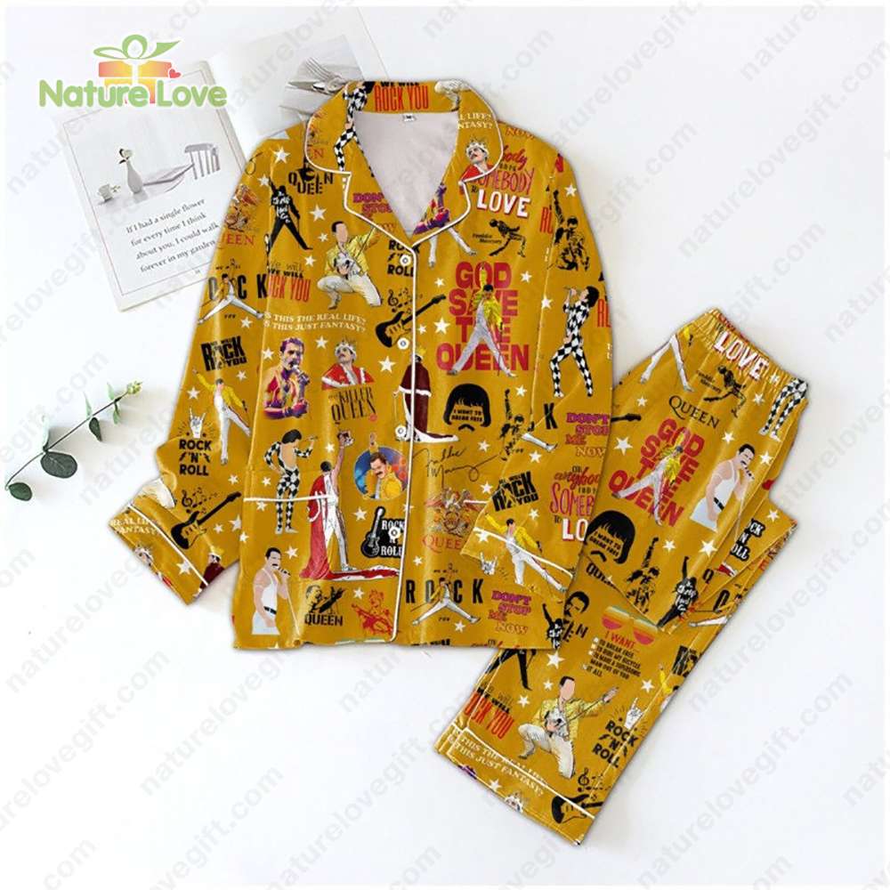 Freddie Mercury Pajamas God Save The Queen Band Pajama Set Gift for Fans