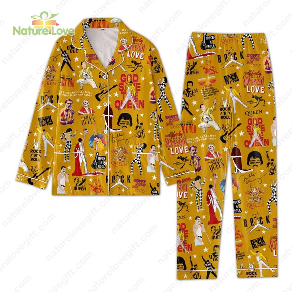 Freddie Mercury Pajamas God Save The Queen Band Pajama Set Gift for Fans