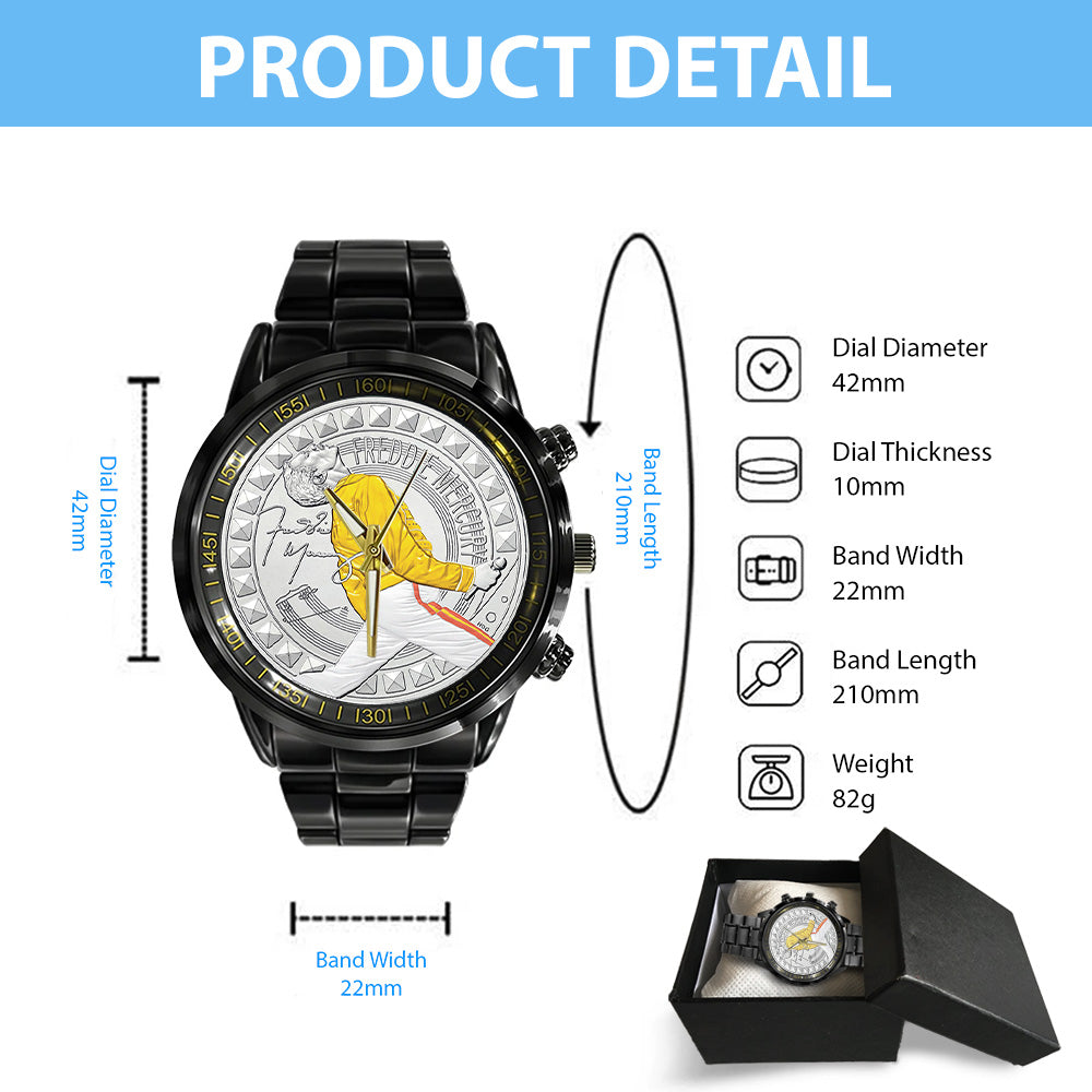Freddie Mercury Black Stainless Steel Watch - TANTN18764