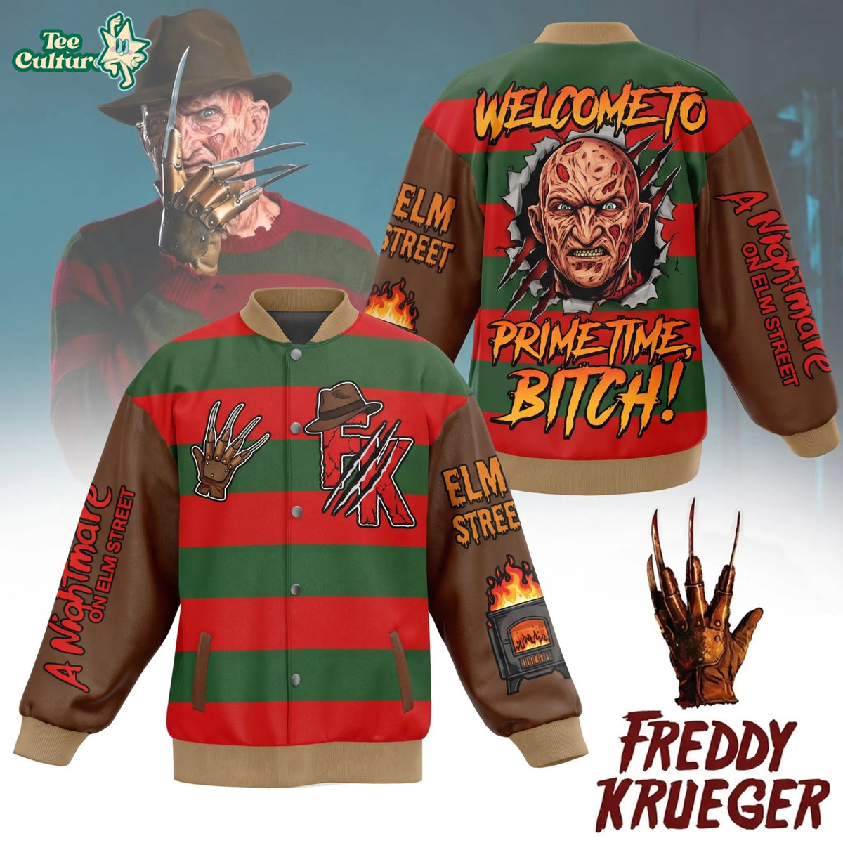 Freddy Krueger Quilted Varsity Jacket