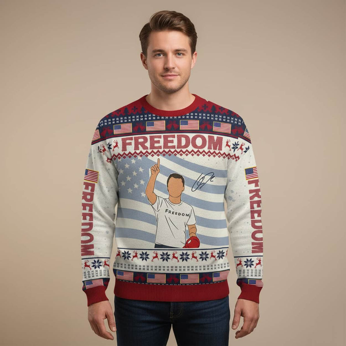 Freedom Charlie Kirk Ugly Christmas Sweater