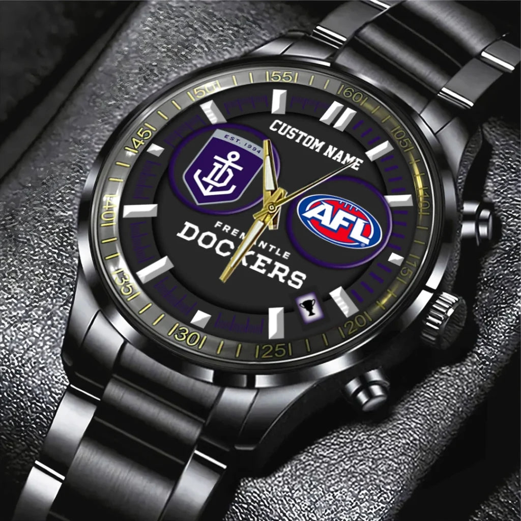 Personalized Fremantle Dockers Black Stainless Steel Watch - TANTN24914