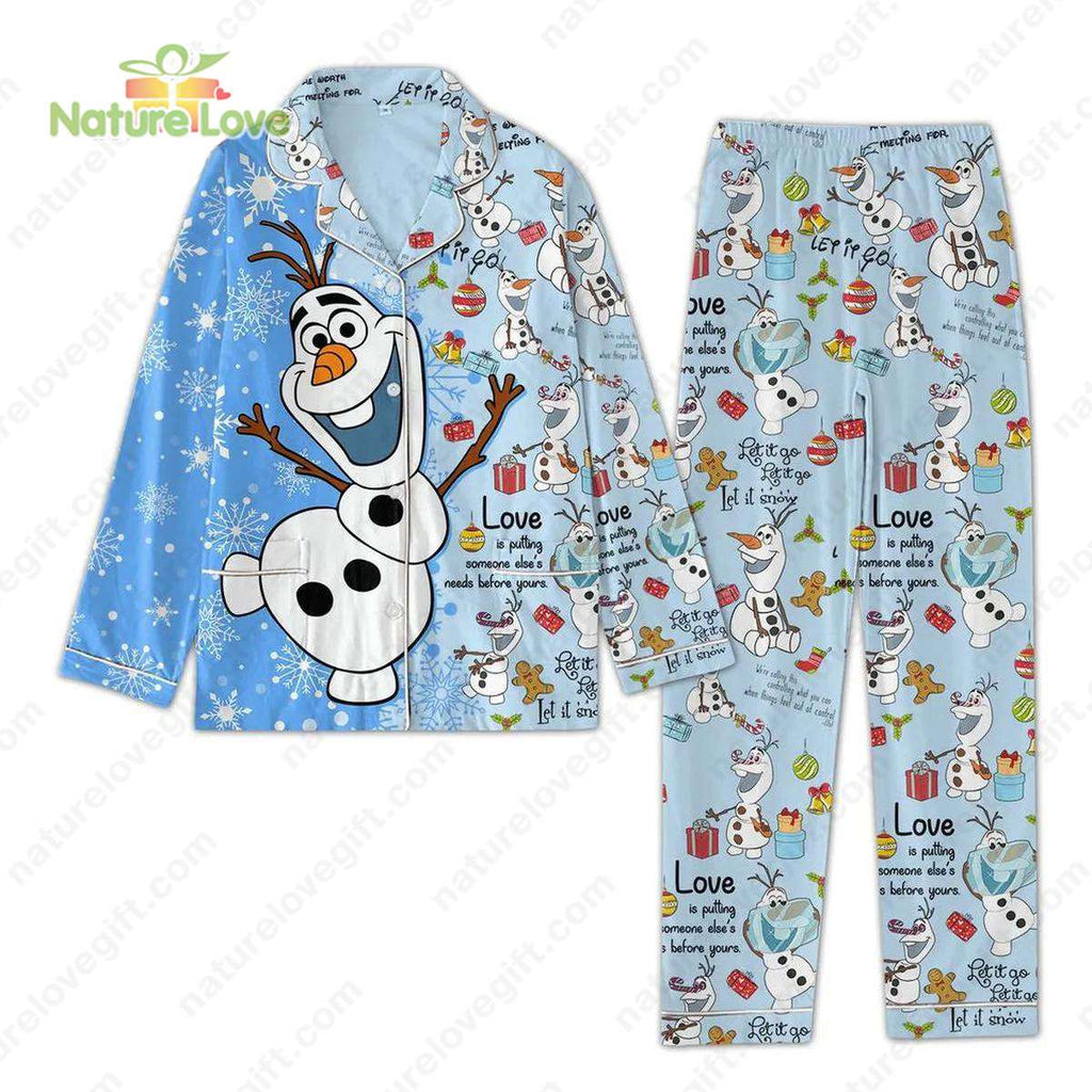 Frozen Christmas Olaf? Let It Go Snowman Christmas Pajamas