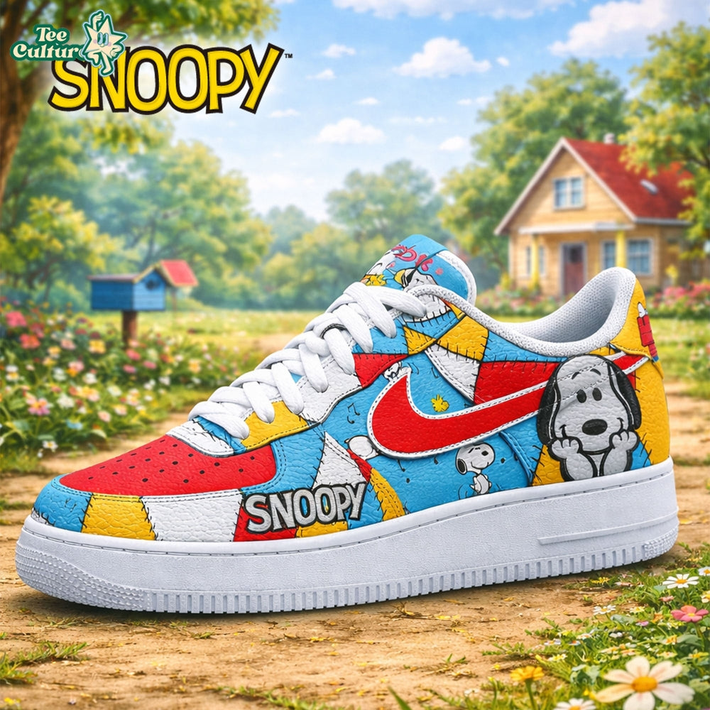 Funny Snoopy Peanuts Patchwork Custom Air Force 1 Sneakers Shoes
