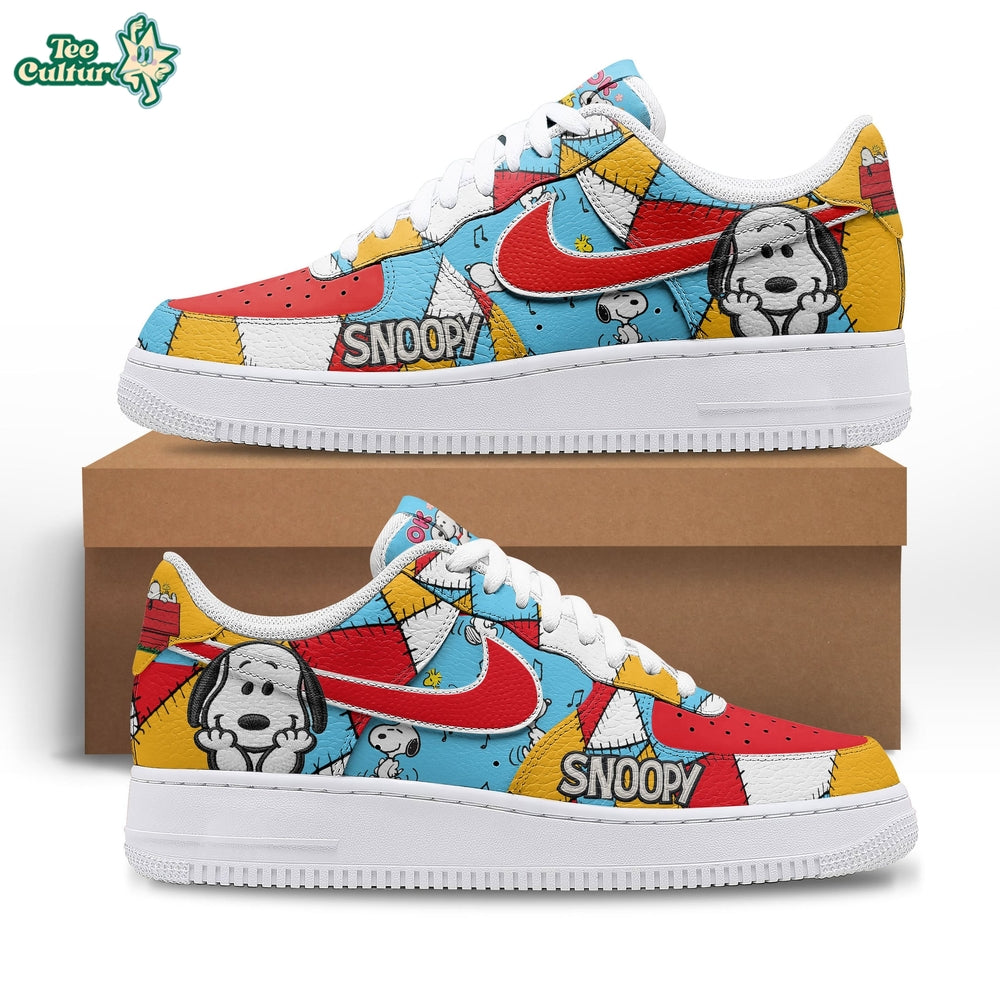 Funny Snoopy Peanuts Patchwork Custom Air Force 1 Sneakers Shoes