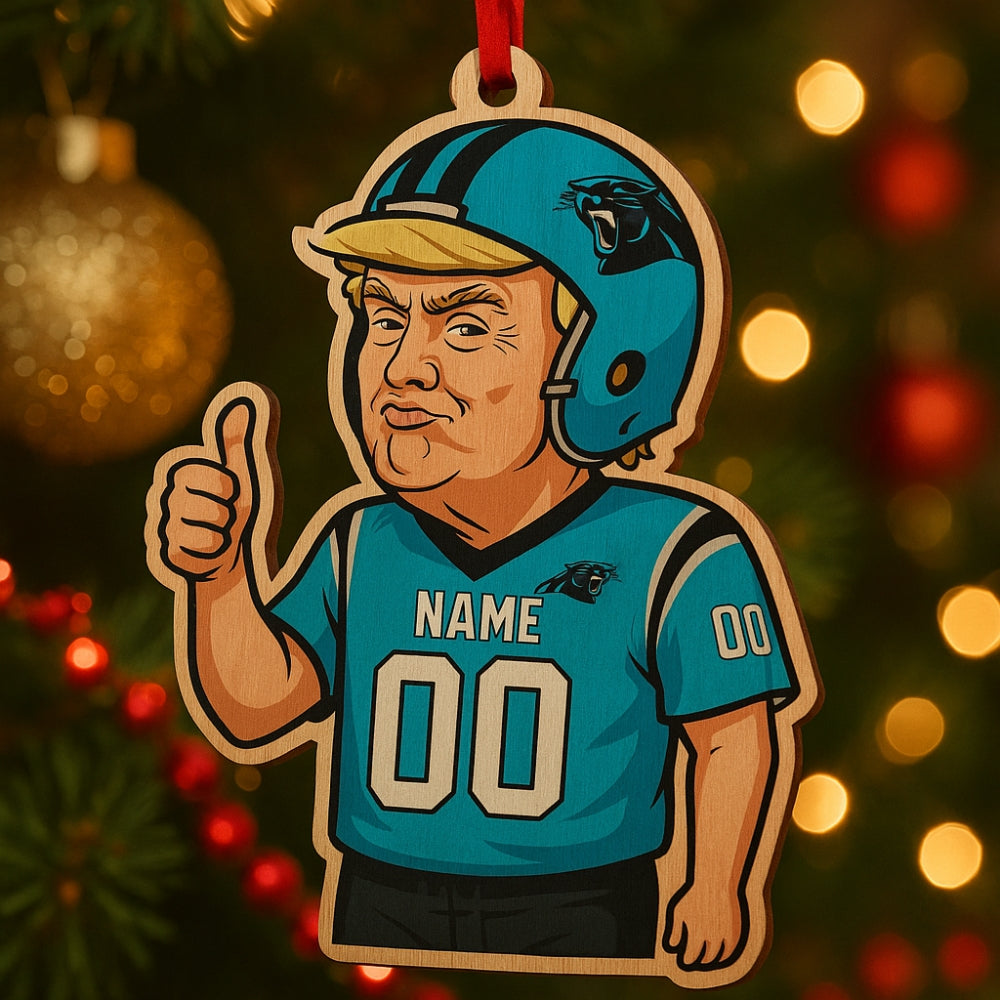Funny Trump Carolina Panthers Ornament Personalized Football Christmas Tree Decoration 2026