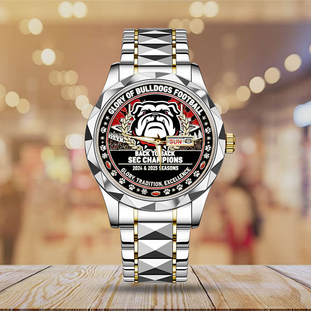 Georgia Bulldogs Football 2025 SEC Champions Alloy Luxury Quartz Watch - MAITM14010