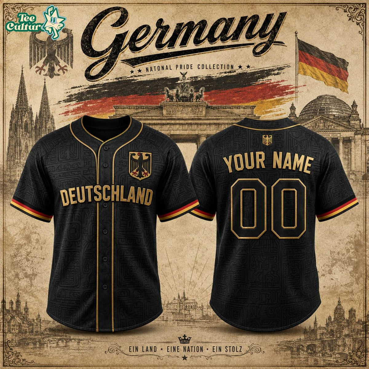 Germany Heritage Custom Name Baseball Jersey – 3D Baseball Jersey
