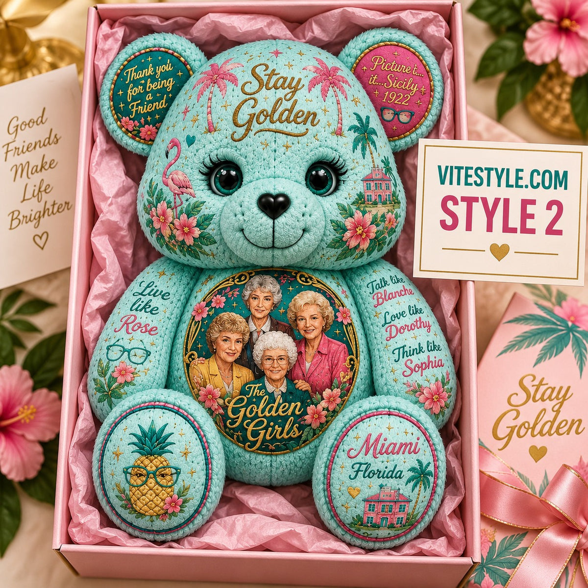 Golden Girls Bear Shaped Pillow