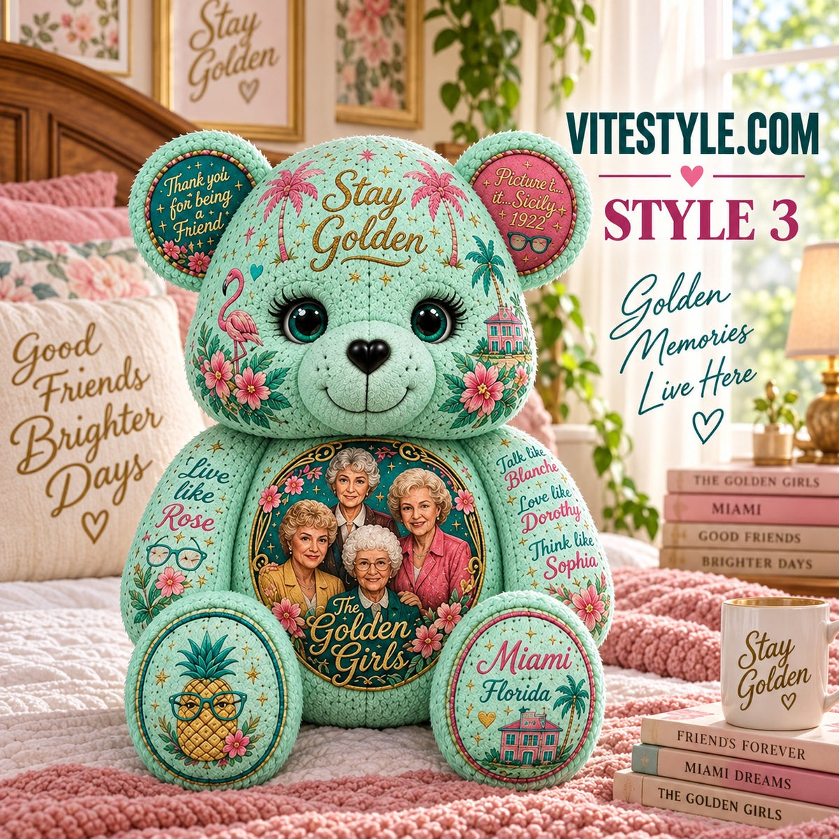 Golden Girls Bear Shaped Pillow