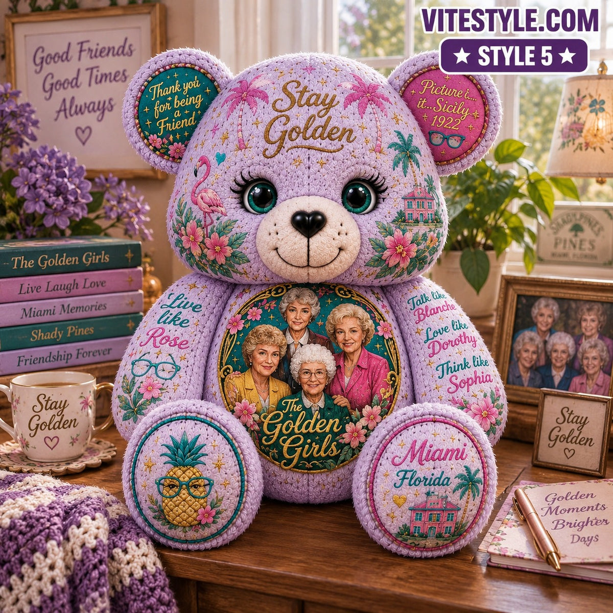 Golden Girls Bear Shaped Pillow