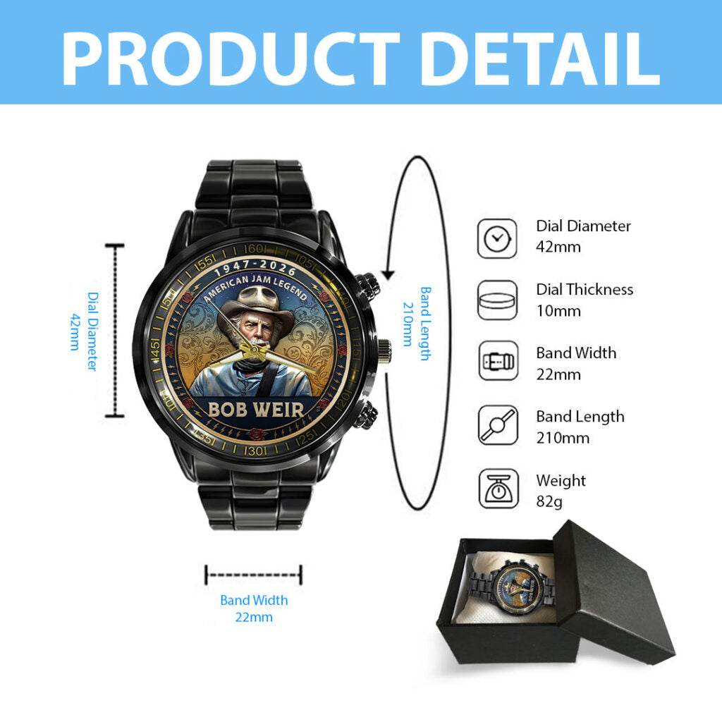 Grateful Dead x Bob Weir Black Stainless Steel Watch - HOATT15749