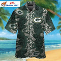Green Bay Packers Dark Floral Pattern Aloha Shirt