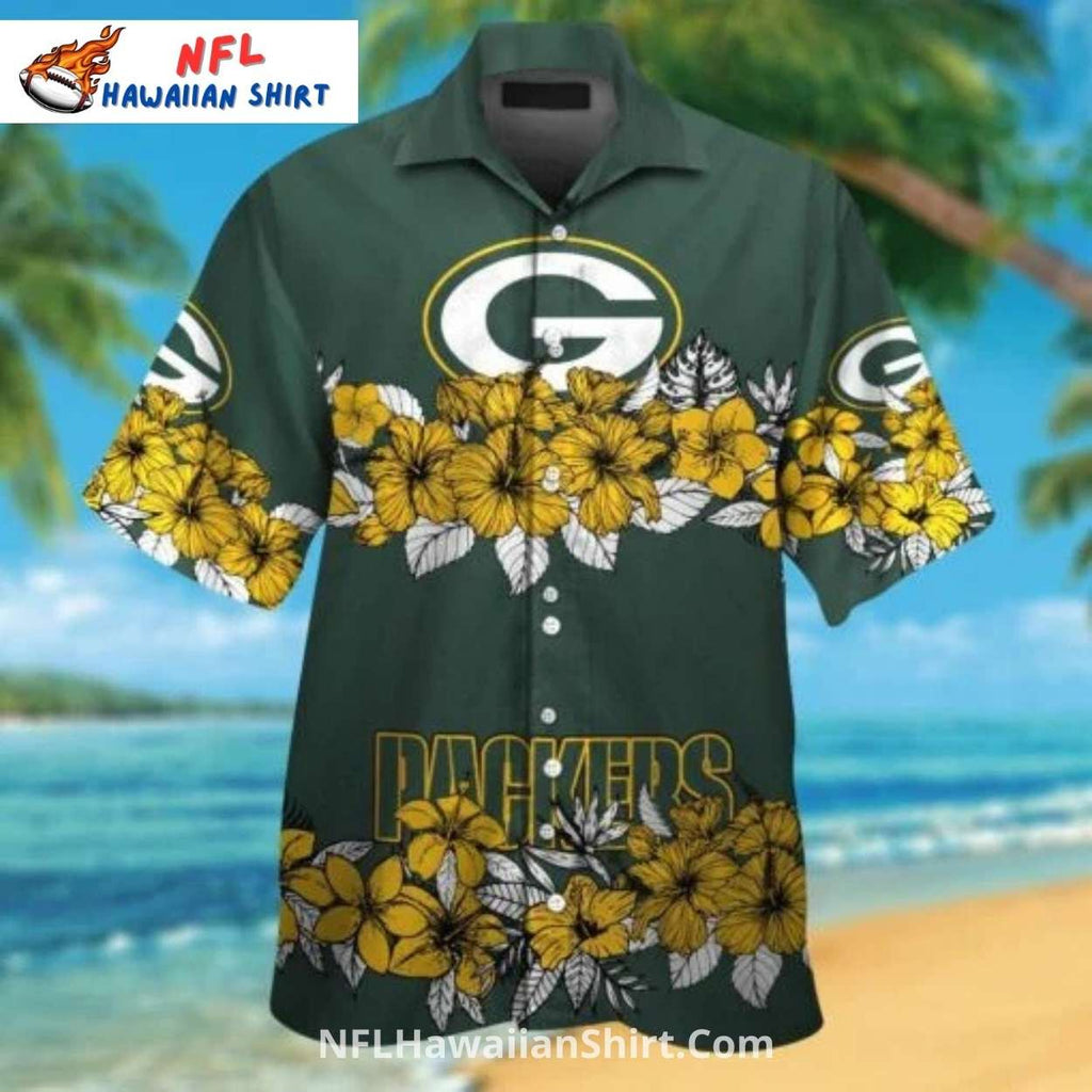 Green Bay Packers Floral Hibiscus Logo Aloha Shirt