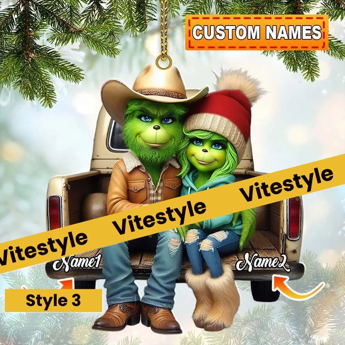 Grinch Couple Custom Christmas Ornament