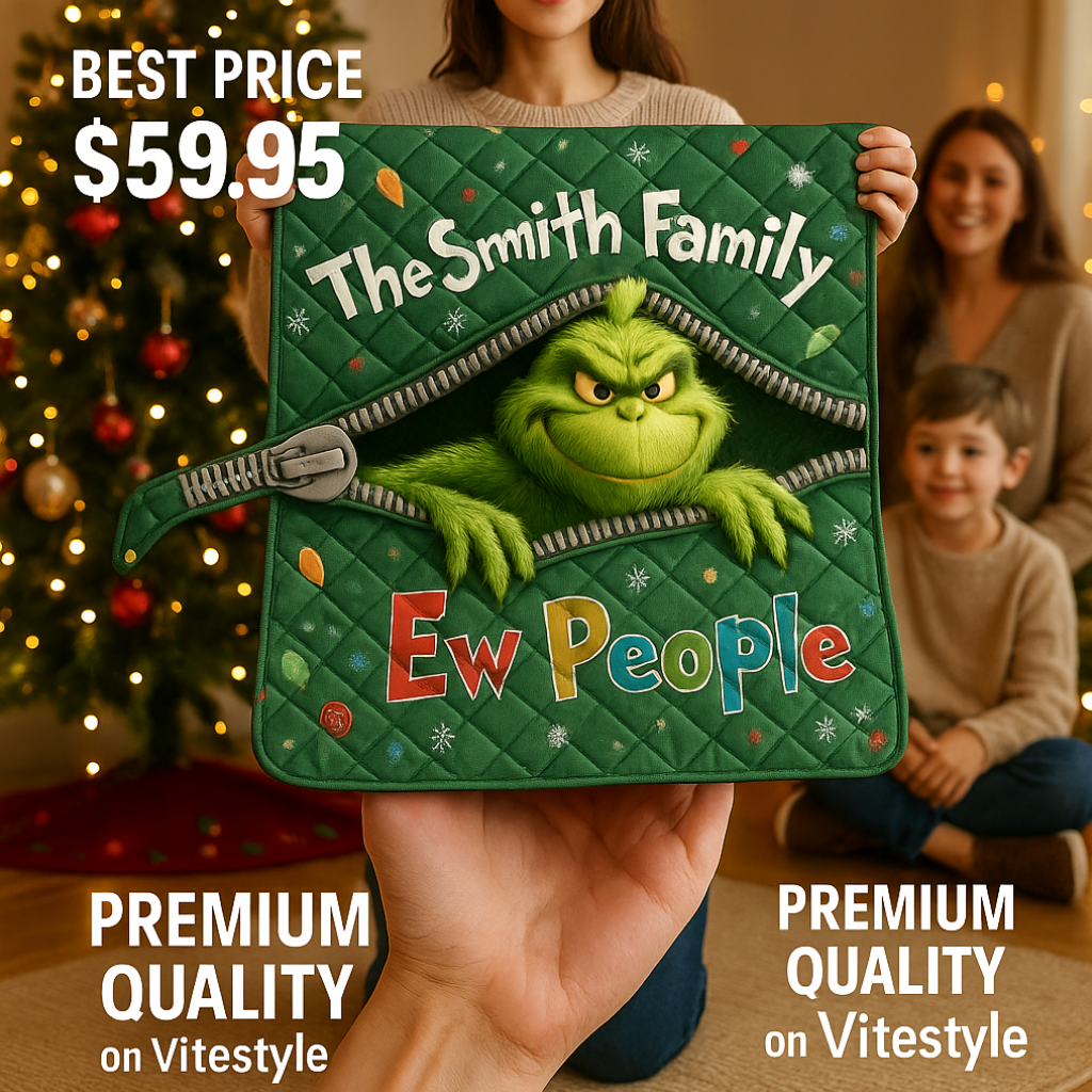 Grinch Ew People Personalized Stole Christmas Quilted Sofa