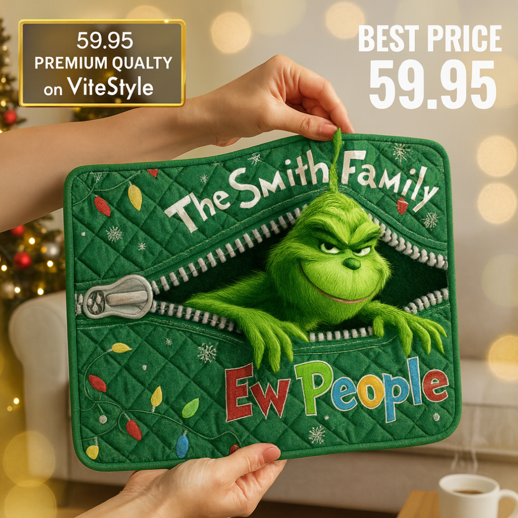 Grinch Ew People Personalized Stole Christmas Quilted Sofa