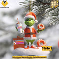Grinch and Santa Dunkin Donut Ornament