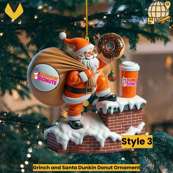 Grinch and Santa Dunkin Donut Ornament