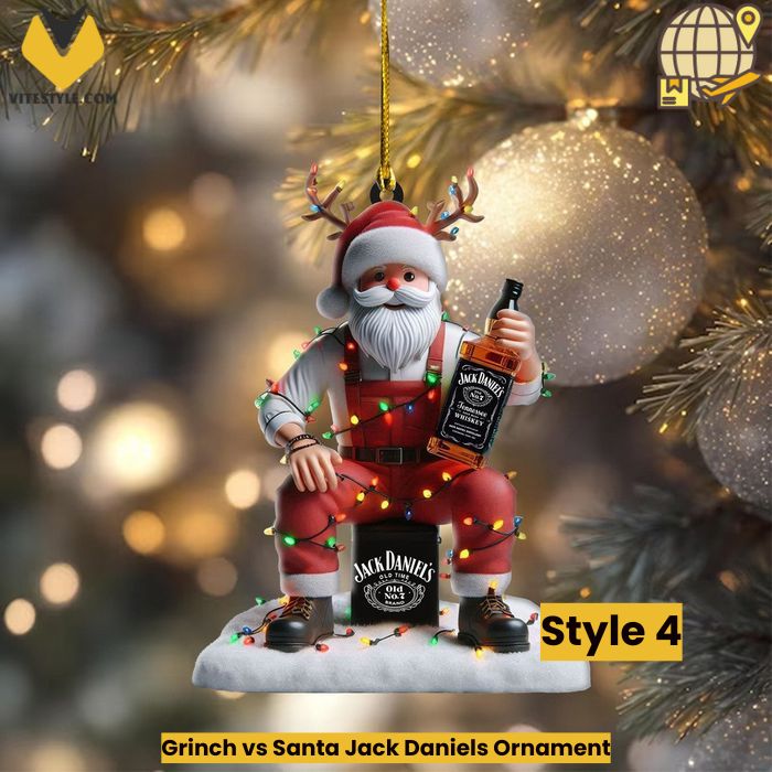 Grinch vs Santa Jack Daniels Ornament