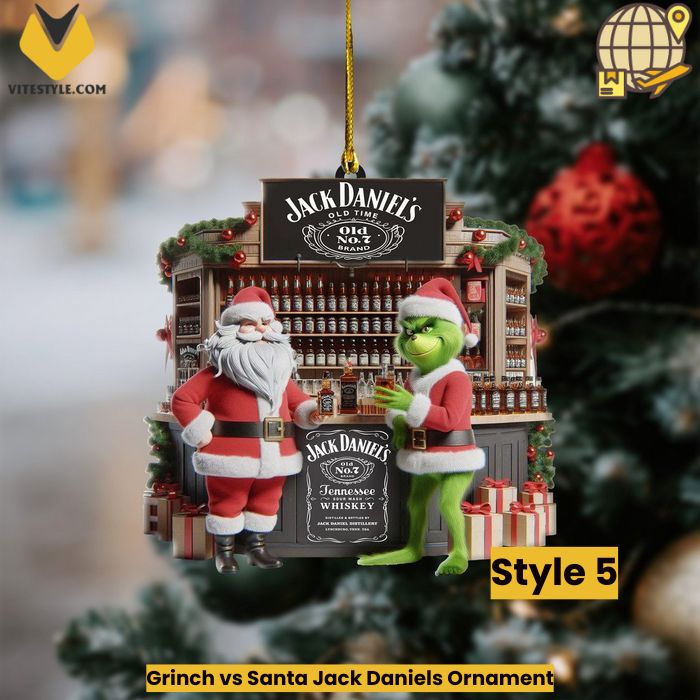 Grinch vs Santa Jack Daniels Ornament