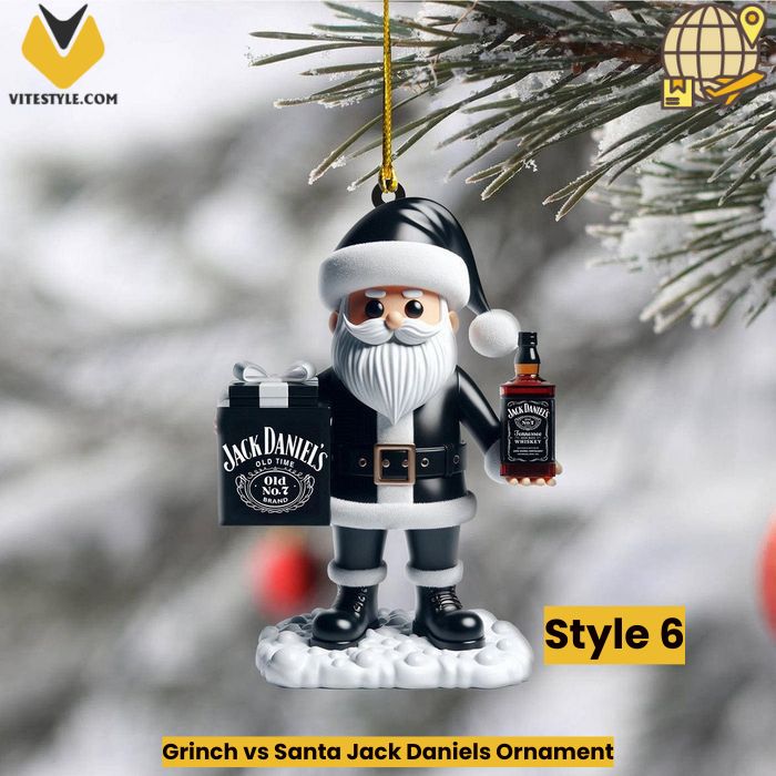 Grinch vs Santa Jack Daniels Ornament