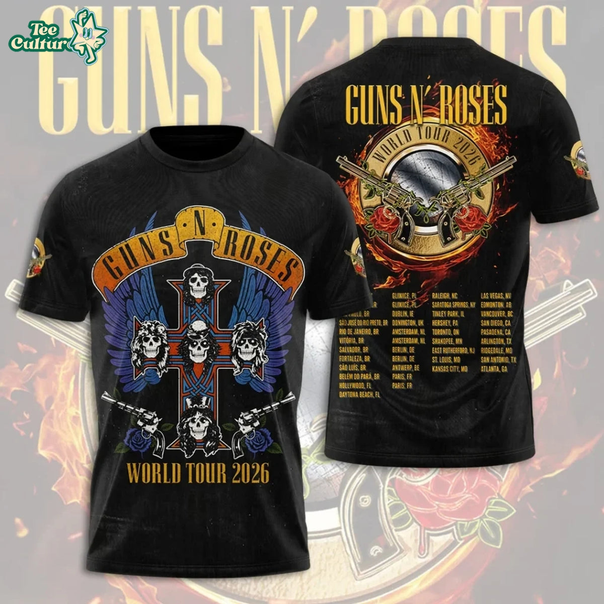 Guns N’ Roses 2026 World Tour 3D Graphic T-Shirt Version 2