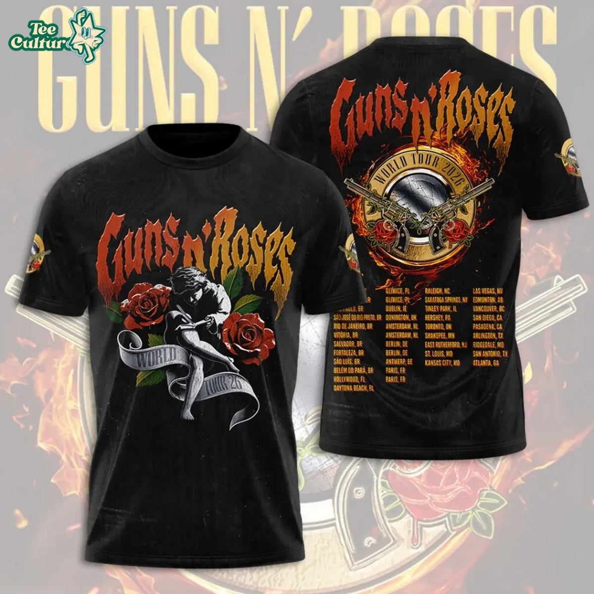 Guns N’ Roses 2026 World Tour 3D Graphic T-Shirt Version 4