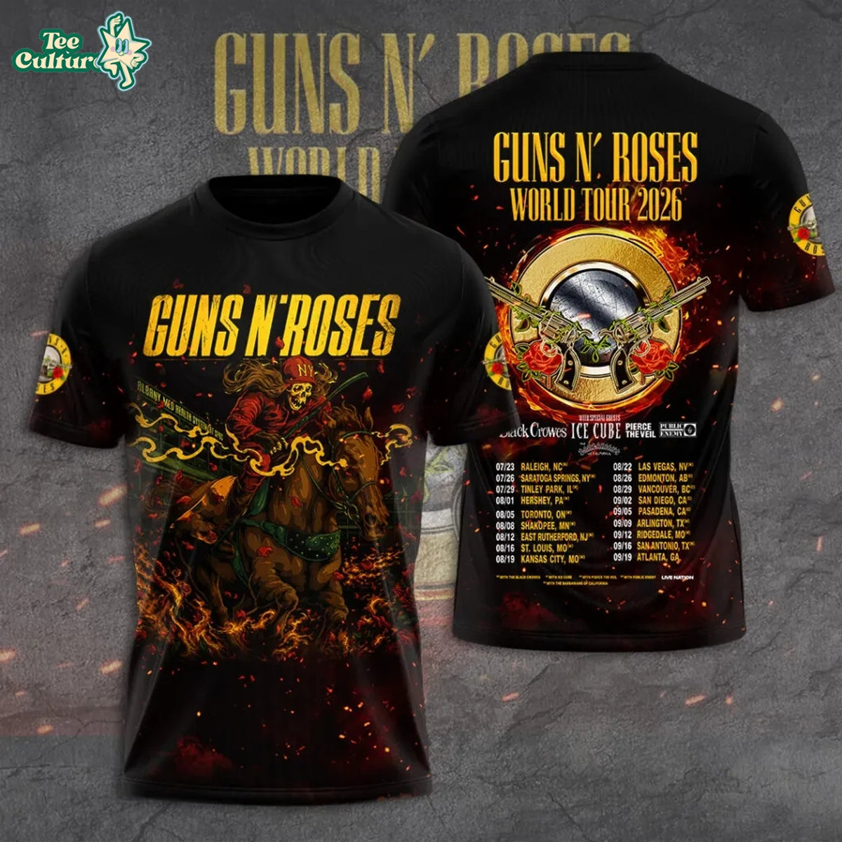 Guns N’ Roses 2026 World Tour 3D Graphic T-Shirt Version 5