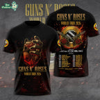 Guns N’ Roses 2026 World Tour 3D Graphic T-Shirt Version 7