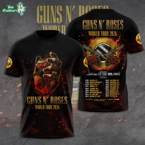 Guns N’ Roses 2026 World Tour 3D Graphic T-Shirt Version 7