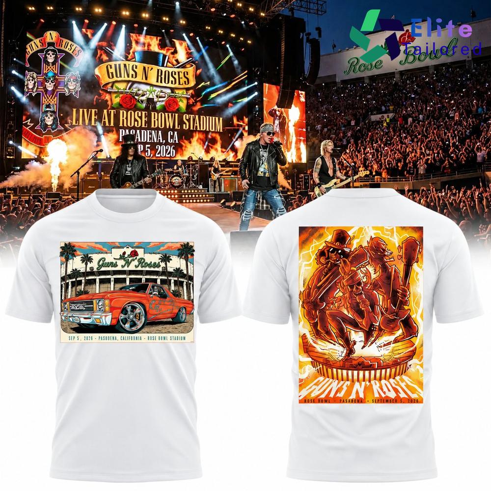 Guns N’ Roses World Tour 2026 Rose Bowl Pasadena Black T-Shirt
