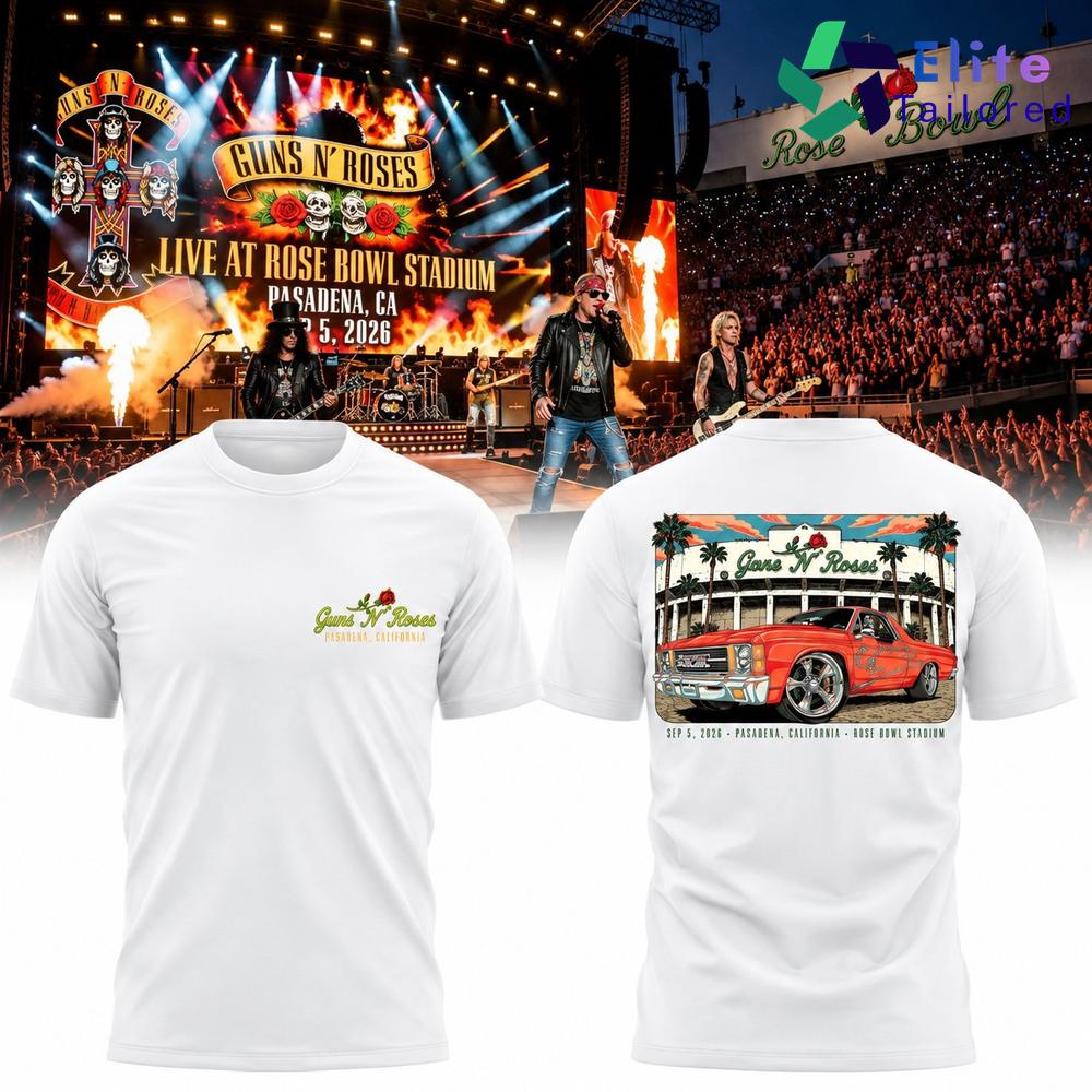 Guns N’ Roses World Tour 2026 Rose Bowl Pasadena Black T-Shirt